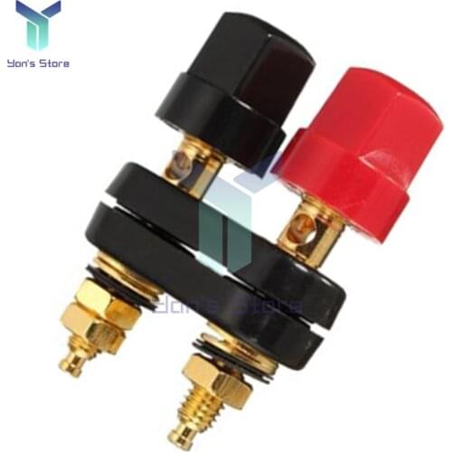 2 Way Connector Banana Plug Gold Plate Terminal Block Connector Terminal Binding Post In Wire 4mm Copper Red Black High Quality