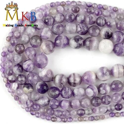 Faceted Purple Amethysts Crystals Beads Natural Stone Beads for Jewelry Making 4mm-12mm Diy Bracelet Necklace Accessories 15"