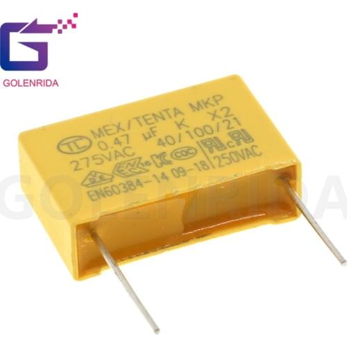 10pcs 470nF capacitor X2 capacitor 275VAC Pitch 22.5mm 0.47uF X2 Polypropylene film capacitor 474K