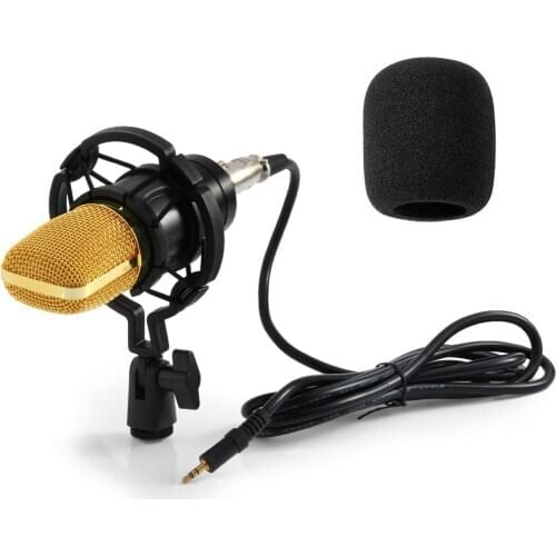 High Quality BM-700 Wired 3.5mm Condenser Sound Recording Microphone with Shock Mount for Radio Braodcasting