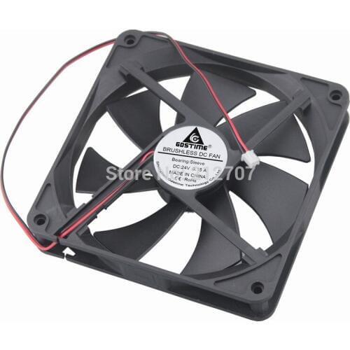 2Pcs Gdstime 140mm 24V 2Pin 140x25mm Brushless Computer CPU Cooler DC Cooling Fan