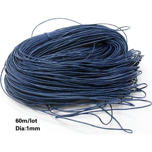 Hot Selling 1mm Waxed Cotton Cord 60m/lot Deep Blue Jewelry Cord Findings String Thread for DIY Necklace Bracelet Accessories