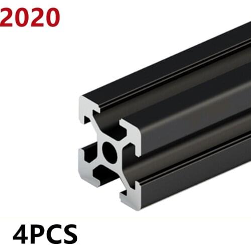 4PC 100-500MM Black 2020 European Standard Anodized Aluminum Profile Extrusion Linear Rail 200mm 500mm For DIY CNC 3D Printer