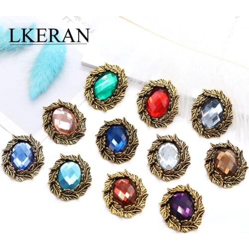 LKERAN 25*28mm 10Pcs New Flower Negative Crystal Button DIY hair Accessory Wedding Ribbon Crystal Handwork Decoration
