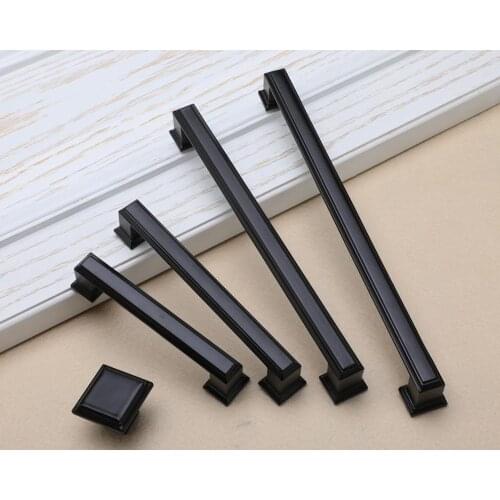 Matte Black Cabinet Handles Solid Zinc Alloy Kitchen Cupboard Pulls Drawer Knobs Furniture Handle Drawer Single Knobs