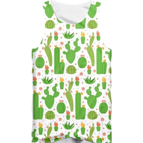IFPD EU Size Funny Plant Cactus 3d Print Tank Tops Men Sleeveless Shirt Gym Clothing Men Harajuku Bodybuilding Fitness Tops 6XL