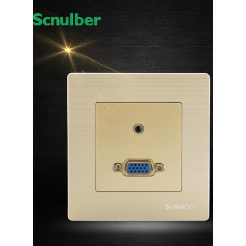 Metal cover brush voice frequency and Video Graphic Array VGA wall switch socket adapter