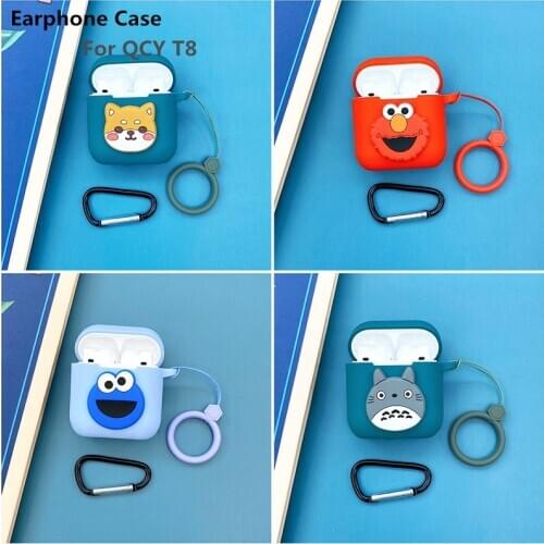 Cute Case for QCY T8 Wireless Bluetooth Headset Portable Silicone Protective Cover with Anti-lost Buckle for QCY T8