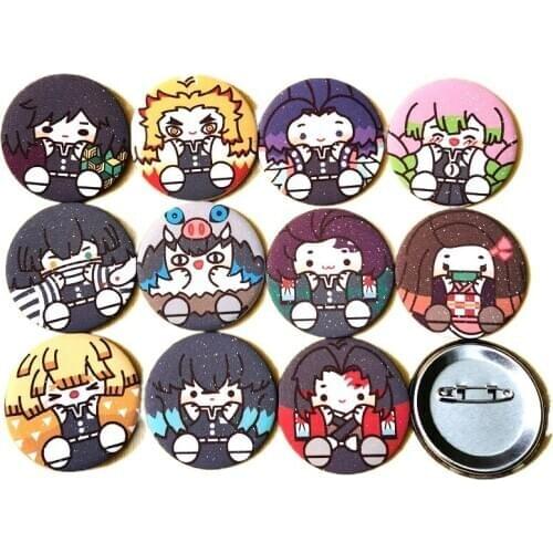 58mm Anime Cosplay Demon Slayer Brooch Badge Kimetsu No Yaiba Kamado Tanjirou Cosplay Badge Custom Cosplay Prop Backpack Brooch