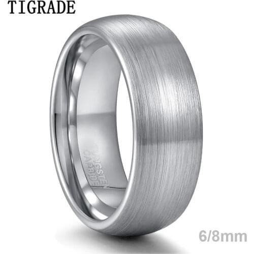8mm Tungsten Carbide Mens Black Carbon Fiber Wedding Band Jewelry Ring Domed Engagement Ring