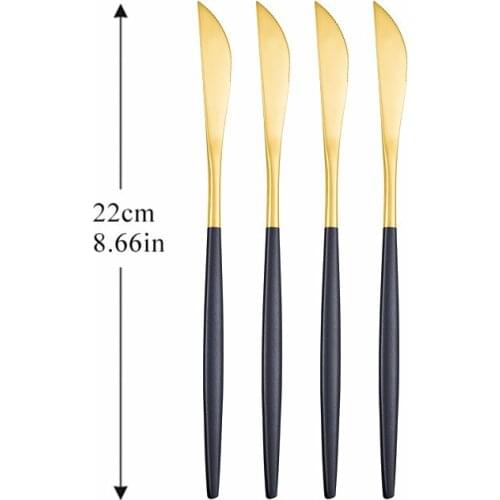 4Pcs Cutlery Dinnerware Set Stainless Steel Dinner Knife Cutlery Set Kitchen Complete Dinner Knife Tableware Set Golden Cutlery