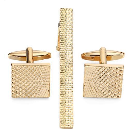 New Stylish Men Plating Metal Necktie Tie Bar Clasp Clip Cufflinks Set Gold Gift Stainless Steel Plain Skinny Tie Clip Pins Bars