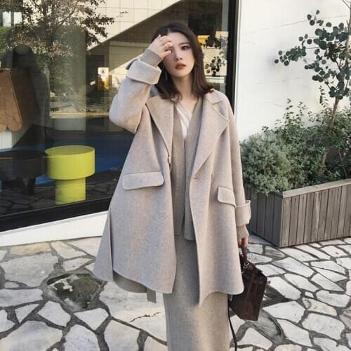 New Winter Coat Women Oversize Fashion Cashmere Wool Outerwear Female Long Thickening Warm Woolen Overcoat Womens Trench Coats