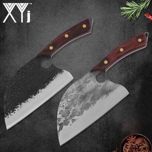 XYj 7'' INCH Cleaver Butcher Knife Stainless Steel Chopping Knife Wood Handle Hunting Camping Cooking Tools Accessory
