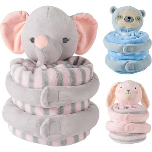 80cm X90cm Rabbit Sloth Elephant Cute Sleeping Hug Blanket Winter Thicken Soft Blanket Footmuff Fleece Thermal Swadding Wrap