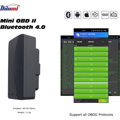 OEM ODM Mini OBD2 ELM327 Bluetooth 4.0 Support iBeacon Car Diagnostic Tool Thinmi Brand BT4 Auto Car Code obd2 scanner
