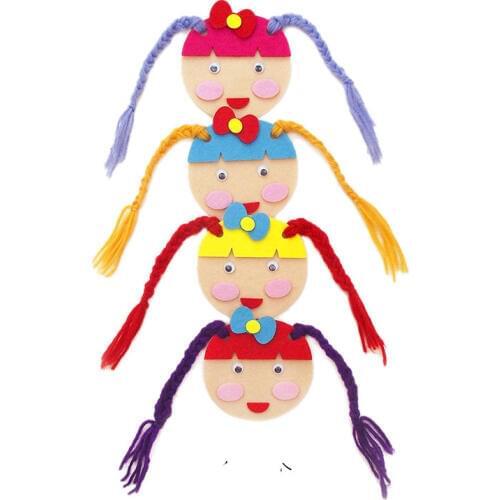 10x9.5cm 4 Colors Braid Girl Children handmade Felt Early Learning Tool handwork Nonwoven Decoration DIY Felt Package Decoration