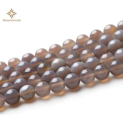 Wholesle Top Quality Natural Gray Agates Loose Beads Stone For Diy Jewelry Making 15" Strand 4 6 8 10 12 14MM Pick Size
