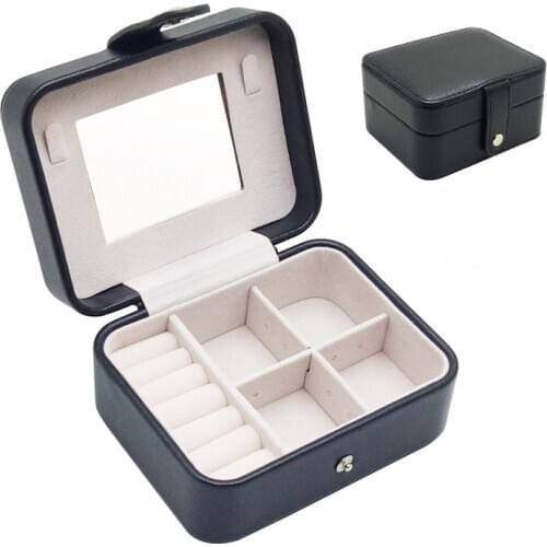 Portable Jewelry Box European Korean Princess With Mirror Earrings Storage Box Simple Compact Travel Jewelry Bag