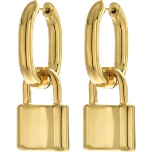 316L Stainless Steel Lock Earrings, Gold And Silver English Letter B Titanium Steel Earrings, Detachable Earrings No Fade