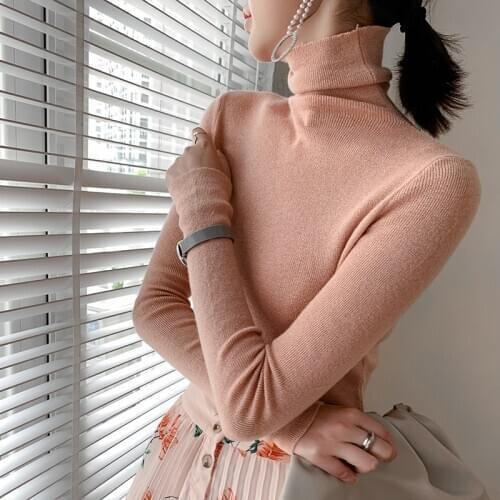 Chic Autumn Winter Women Solid Turtleneck Sweater Long Sleeve Casual Pullover Jumper Elegant Basic Sweaters Selling