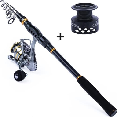 Sougayilang 1.8-3.3m Carbon Telescopic Carp Fishing Rod and 13+1BB Spinning Carp Reel with Free Spool Fishing Reel Sets Pesca
