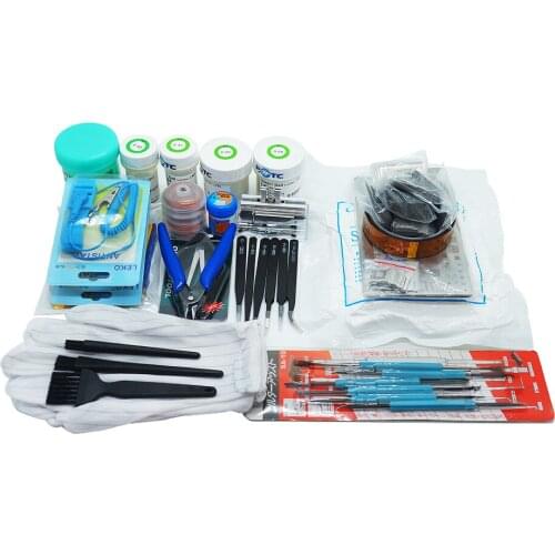 BGA 14PCS Directly Heat Stencil With Directly Heat Stencil Jig Solder Paste Tin Balls tools For Chip Rework Repair Soldering Kit