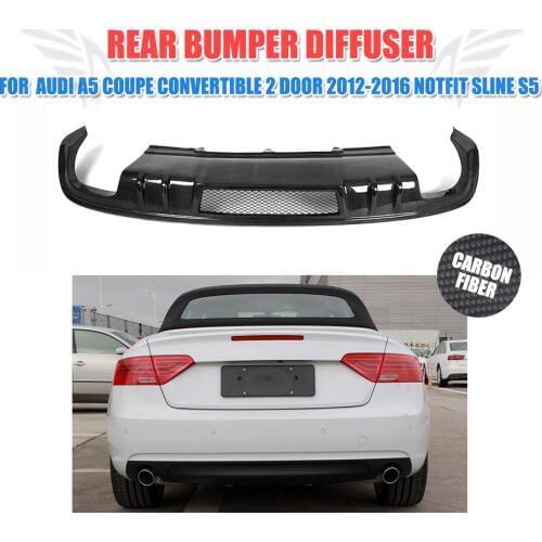 Carbon Fiber Rear Bumper Extension Diffuser Lip Spoiler for Audi A5 Sedan Coupe Convertible 2012 - 2016 Non- Sline Non-S5