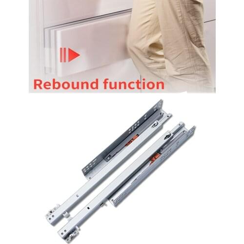 Thicken Hidden Rebound Damping Slide Rail Cabinet Wardrobe 2 Section Support Bottom Mute Track Hydraulic Guide Sliding