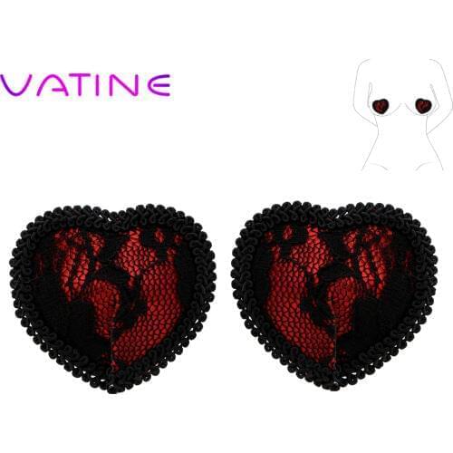 VATINE 1 Pair Lace Heart Shape Chest Stickers Sex Toys For Women Breast Petals Nipple Cover Backless Bra Pad Silicone Sticker