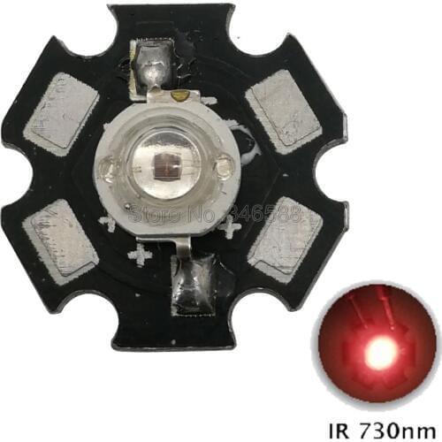 High Power 3W 730NM - 740NM Infrared Red Led Emitter Chip Beads 1.6-1.8V 350-700mA 20MM PCB for Led Bulb Lamp Light