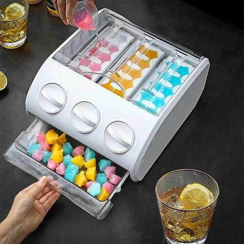 Refrigerator Storage Drawer 30 Grid Ice Cube Tray Mould Box Popsicle MoldsIce Ball Maker Ice-cream DIY Bar Kitchen Accessories
