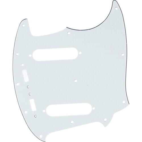 Musiclily Pro 12-Hole Guitar Pickguard for Fender American Mustang, 3Ply Parchment