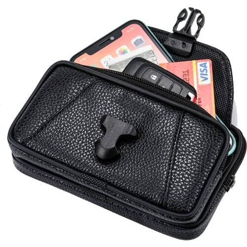2020 New High Quality Leather Mobile Phone Bag Waist Packs Pouch Holster Rivet Waist Bag With Belt Cover Purse Clutch Package