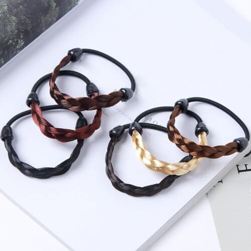 Wig Hair Rope For Women 2021 Fashion Hair Ring Adult Imitation Wig Hair Braid Elastic Hair Ropes Headwrap Headdress Accessories