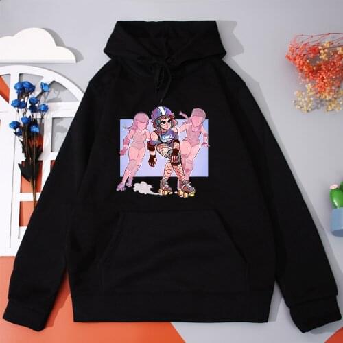 Ladies Skater Girl Womens Hoodies Roller skating Top Women Clothes Cartoon Manga Sweatshirt Fashion Casual Oversized Streetwear