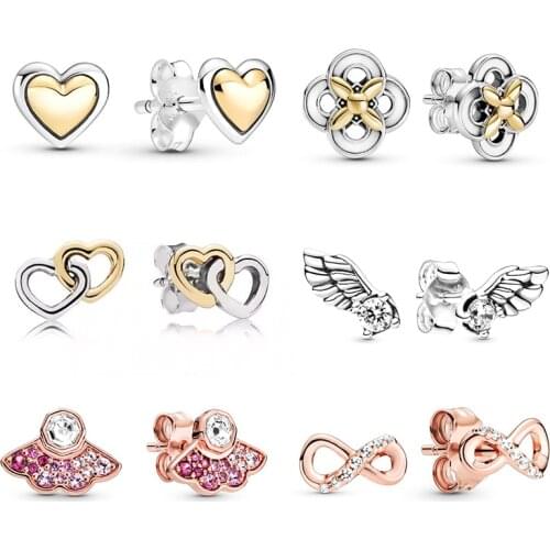 Two-color Love Heart Stud Earrings For Woman Classic Womens Earrings 2021 Trend Luxury Party Jewelry 32 Style Special Offer