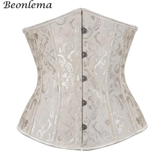 Beonlema Plus Size Underbust Corset Women Waist Modeling Korse Wedding White Sexy Cincher Steampunk Corselet Red Black Korsett