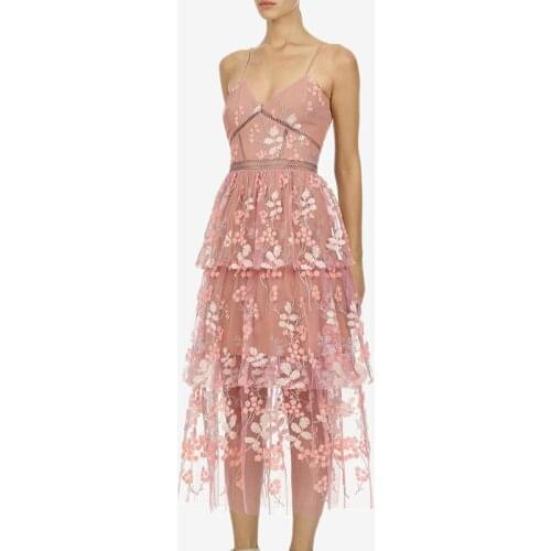 High Quality 2019 Fashion Women Floral Embellished Sexy Spaghetti Strap Holiday Beach Floral Print Midi Dress