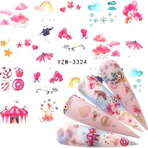 FWC 1 PC Water Nail Decal and Sticker Flower Leaf Tree Green Simple Summer Slider for Manicure Nail Art Watermark Tips