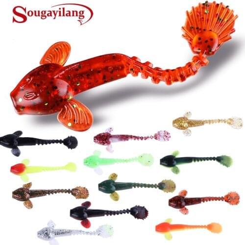 Sougayilang 12Pcs Soft Fishing Lure 9cm Artificial Soft Bait with Life-like Swimming Actions for Sea River Fishing