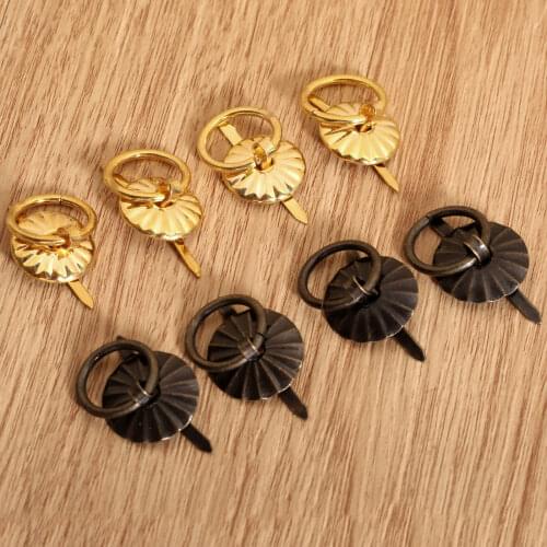12Pcs Vintage Metal Ring Pulls Handle Jewelry Box Dresser Cabinet Wardrobe Cupboard Drawer Closet Door Knobs Antique Bronze/Gold