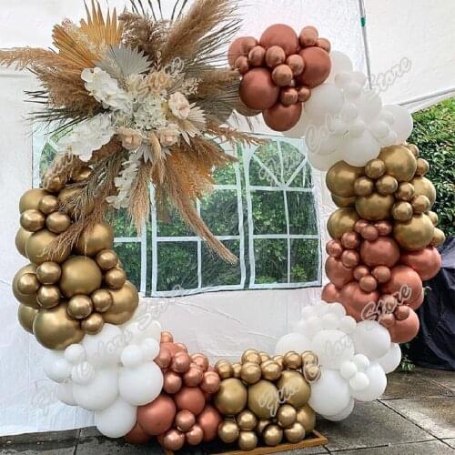 165pcs Rose Gold Wedding Birthday Party Backdrop Baby Shower Kid Toy Golden Holiday Dinner Table White Decoration Ballon Garland