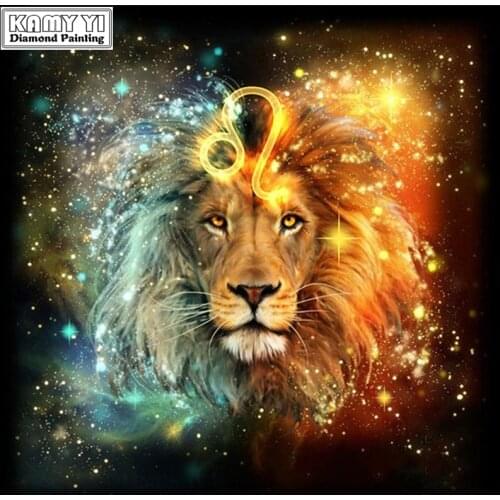 100% Full 5D Diy Daimond Painting Golden Lion 3D Diamond Painting Round/Square Rhinestones Diamant Painting Embroidery Gifts