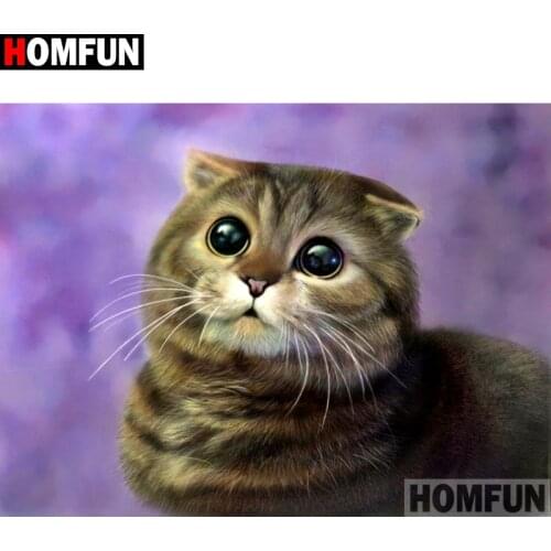 HOMFUN Full Square/Round Drill 5D DIY Diamond Painting "Animal cat" Embroidery Cross Stitch 3D Home Decor A10337