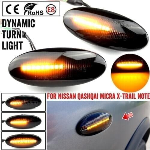 Auto Side Marker Lights Dynamic LED Turn Signal Light For Nissan Qashqai J10 X-trail T31 Cube Juke Leaf Micra Micra K13 Note E11