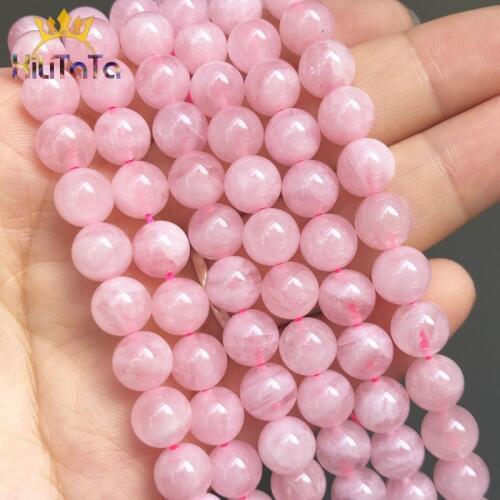 Natural Madagascar Roses Quartz Beads Round Loose Beads For Jewelry Making DIY Bracelet Ear Studs Accessories 7.5'' 6/8/10mm