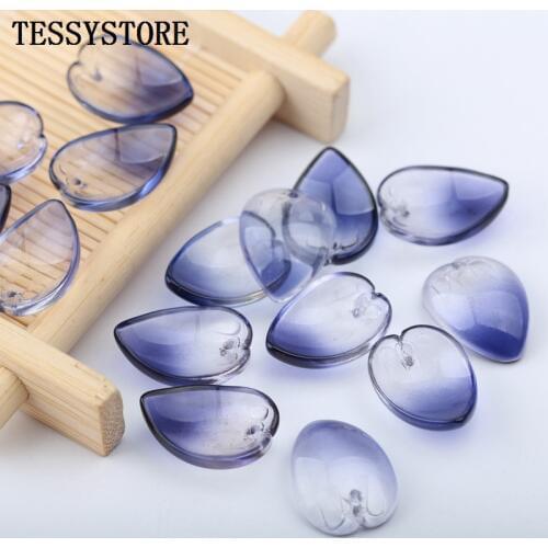 10pcs Leaves Petals Shape Lampwork Beads The Water Ink Color Glass Beads For Jewelry Making Hairpin Handmade DIY Accessories