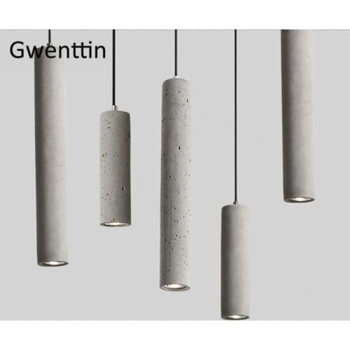 Cement Pendant Lamp Vintage Led Light Fixtures for Bedroom Cafe Stair Loft Industrial Hanglamp Suspension Luminaire Home Decor