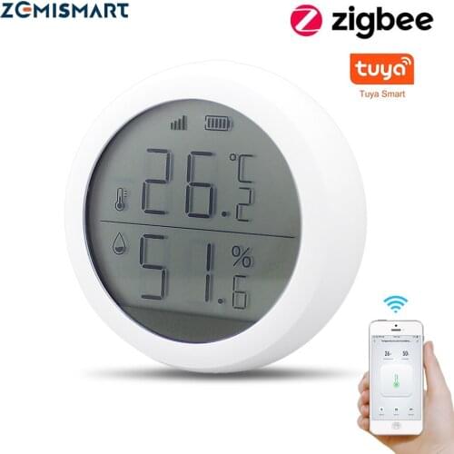 Zemismart Tuya Zigbee Smart Home Temperature and Humidity Sensor with LCD Screen Display Real Time Monitor Intelligent Linkage